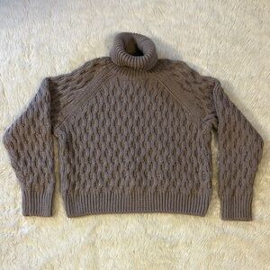 H&M light brown Chunky Knit Turtleneck Sweater